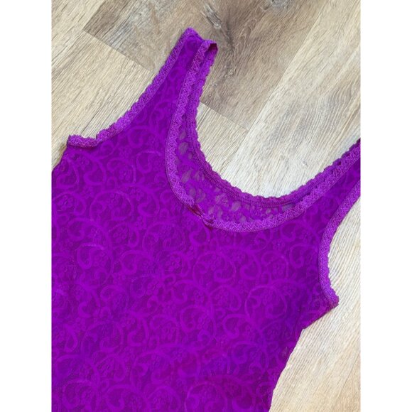 90s Maidenform Super Stretchy Lace Tank Top Fuchsia S/M - Picture 6 of 6